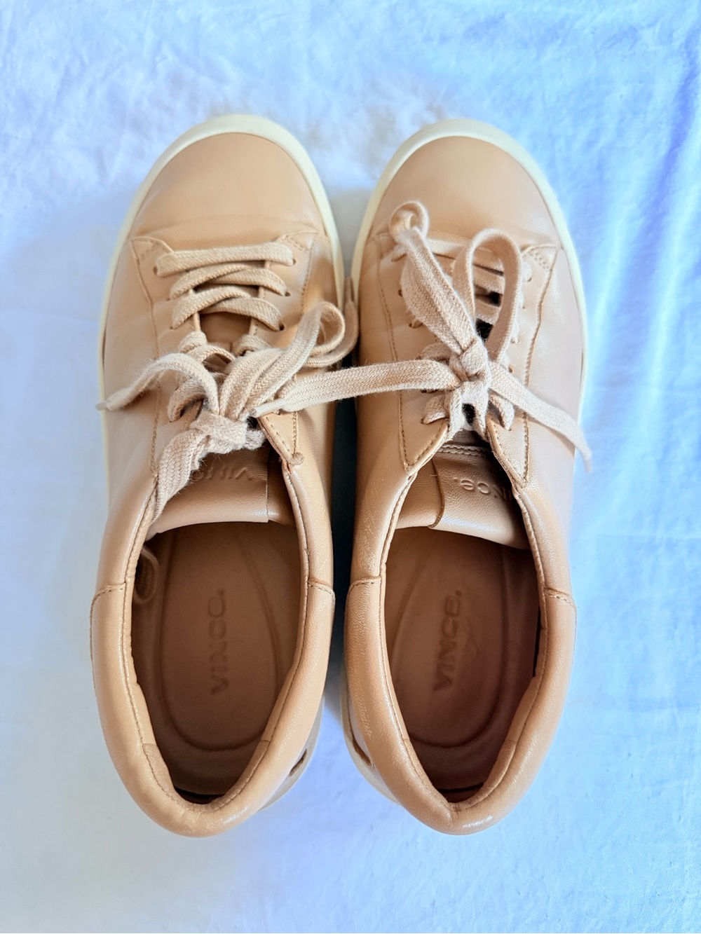Vince 8.5 Leather Nude Minimalist Neutral Sneakers - Picture 2 of 9